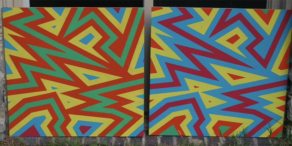 An image of a painting entitled Alternating Current and a painting entitled Direct Current